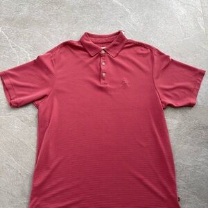Tommy Bahama Men’s Polo Shirt Red Stripe Short Sleeve Casual Golf Size M